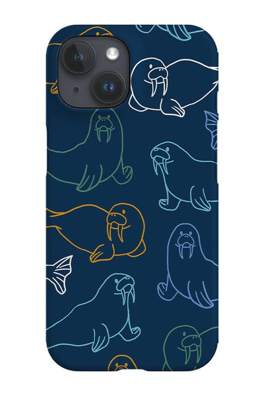 Walrus Scatter Phone Case (Navy)