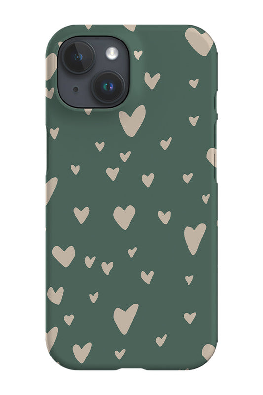 Painted Heart Scatter Phone Case (Green Beige)